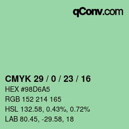 颜色代码: CMYK 29 / 0 / 23 / 16 | qconv.com