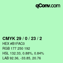 Color code: CMYK 29 / 0 / 23 / 2 | qconv.com