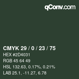 Color code: CMYK 29 / 0 / 23 / 75 | qconv.com