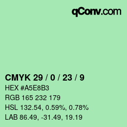 Color code: CMYK 29 / 0 / 23 / 9 | qconv.com