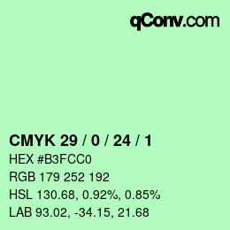 カラーコード: CMYK 29 / 0 / 24 / 1 | qconv.com