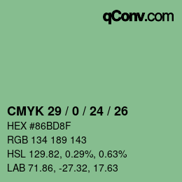 カラーコード: CMYK 29 / 0 / 24 / 26 | qconv.com