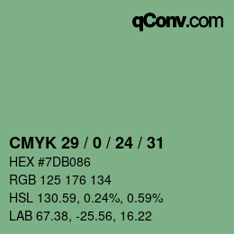 颜色代码: CMYK 29 / 0 / 24 / 31 | qconv.com