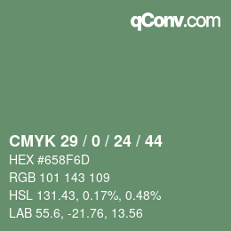 Color code: CMYK 29 / 0 / 24 / 44 | qconv.com