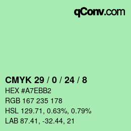 Color code: CMYK 29 / 0 / 24 / 8 | qconv.com