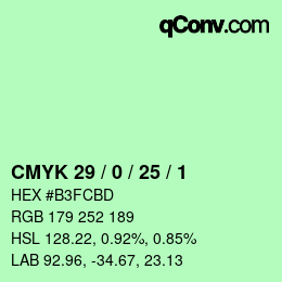 カラーコード: CMYK 29 / 0 / 25 / 1 | qconv.com