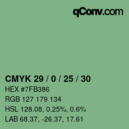 颜色代码: CMYK 29 / 0 / 25 / 30 | qconv.com