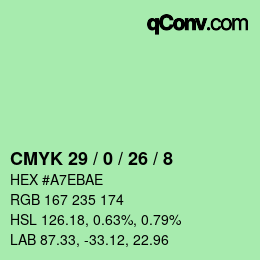 Color code: CMYK 29 / 0 / 26 / 8 | qconv.com