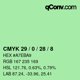 颜色代码: CMYK 29 / 0 / 28 / 8 | qconv.com