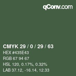 Color code: CMYK 29 / 0 / 29 / 63 | qconv.com