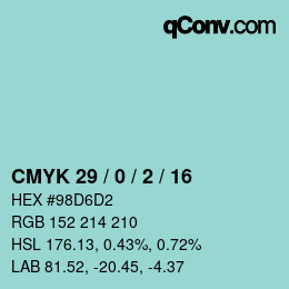 Color code: CMYK 29 / 0 / 2 / 16 | qconv.com