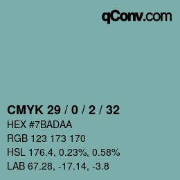 Color code: CMYK 29 / 0 / 2 / 32 | qconv.com