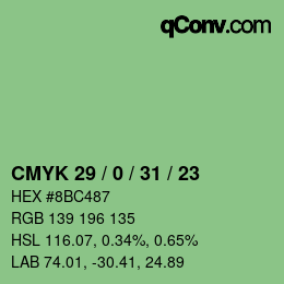 颜色代码: CMYK 29 / 0 / 31 / 23 | qconv.com