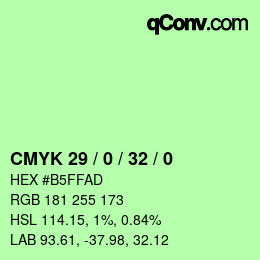 Color code: CMYK 29 / 0 / 32 / 0 | qconv.com