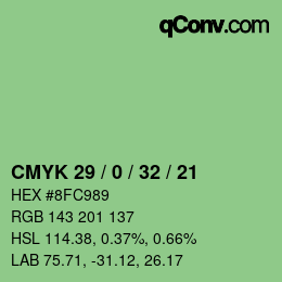 カラーコード: CMYK 29 / 0 / 32 / 21 | qconv.com