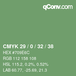 颜色代码: CMYK 29 / 0 / 32 / 38 | qconv.com