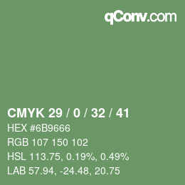 Color code: CMYK 29 / 0 / 32 / 41 | qconv.com