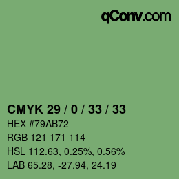 Color code: CMYK 29 / 0 / 33 / 33 | qconv.com