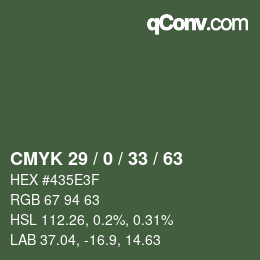 颜色代码: CMYK 29 / 0 / 33 / 63 | qconv.com