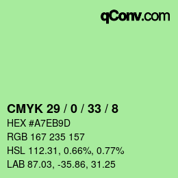 Color code: CMYK 29 / 0 / 33 / 8 | qconv.com