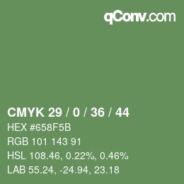 Color code: CMYK 29 / 0 / 36 / 44 | qconv.com