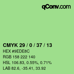 カラーコード: CMYK 29 / 0 / 37 / 13 | qconv.com