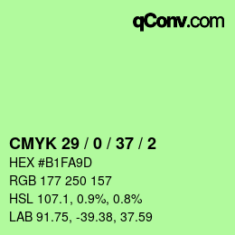 Color code: CMYK 29 / 0 / 37 / 2 | qconv.com