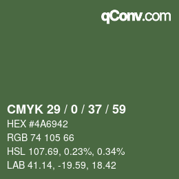 颜色代码: CMYK 29 / 0 / 37 / 59 | qconv.com