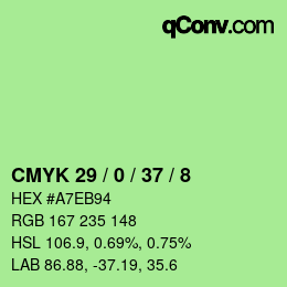 カラーコード: CMYK 29 / 0 / 37 / 8 | qconv.com