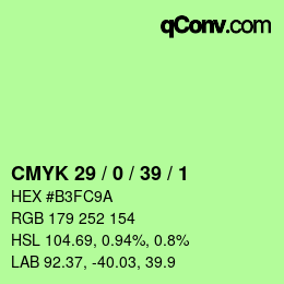 Color code: CMYK 29 / 0 / 39 / 1 | qconv.com