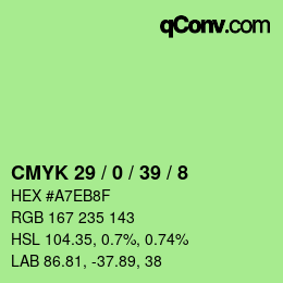 Color code: CMYK 29 / 0 / 39 / 8 | qconv.com