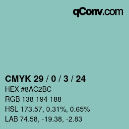 Color code: CMYK 29 / 0 / 3 / 24 | qconv.com