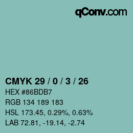 カラーコード: CMYK 29 / 0 / 3 / 26 | qconv.com