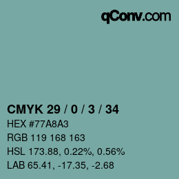 Farbcode: CMYK 29 / 0 / 3 / 34 | qconv.com