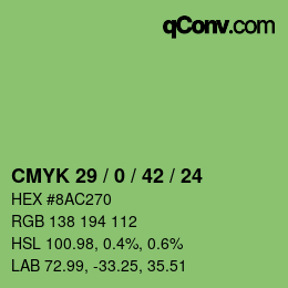 カラーコード: CMYK 29 / 0 / 42 / 24 | qconv.com