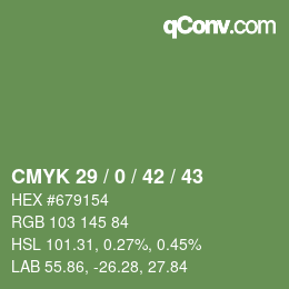 Color code: CMYK 29 / 0 / 42 / 43 | qconv.com