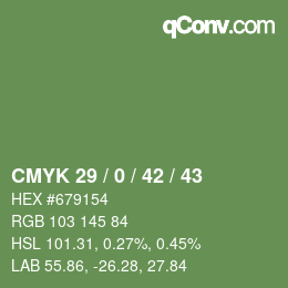 Color code: CMYK 29 / 0 / 42 / 43 | qconv.com