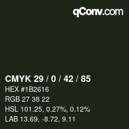 颜色代码: CMYK 29 / 0 / 42 / 85 | qconv.com