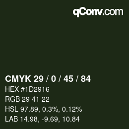 Color code: CMYK 29 / 0 / 45 / 84 | qconv.com