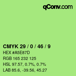 Farbcode: CMYK 29 / 0 / 46 / 9 | qconv.com