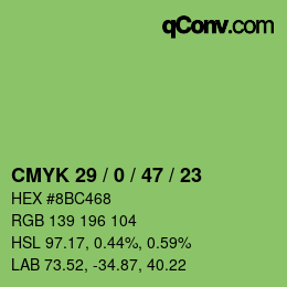 Código de color: CMYK 29 / 0 / 47 / 23 | qconv.com