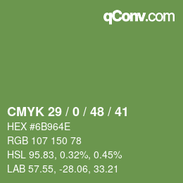 Color code: CMYK 29 / 0 / 48 / 41 | qconv.com