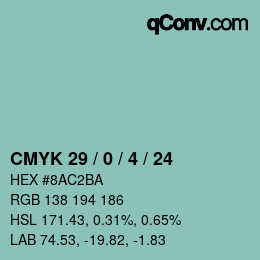カラーコード: CMYK 29 / 0 / 4 / 24 | qconv.com