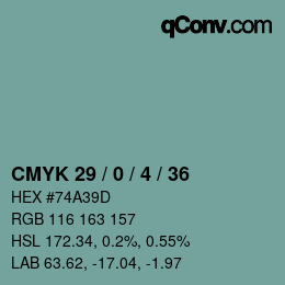 Color code: CMYK 29 / 0 / 4 / 36 | qconv.com