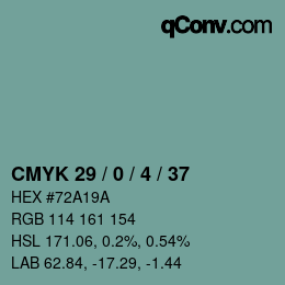 Color code: CMYK 29 / 0 / 4 / 37 | qconv.com