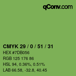 颜色代码: CMYK 29 / 0 / 51 / 31 | qconv.com