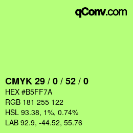 カラーコード: CMYK 29 / 0 / 52 / 0 | qconv.com