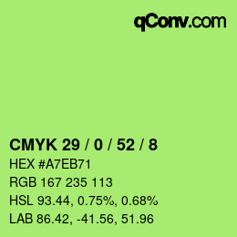 カラーコード: CMYK 29 / 0 / 52 / 8 | qconv.com