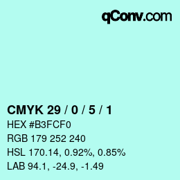 Color code: CMYK 29 / 0 / 5 / 1 | qconv.com