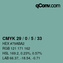 Color code: CMYK 29 / 0 / 5 / 33 | qconv.com